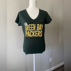 Womens NFL Green Bay Packers V Neck Short Sleeved TShirt M
